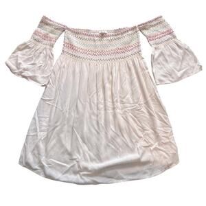 Umgee Boho Festival Lined Ivory‎ Mini Dress- Size S